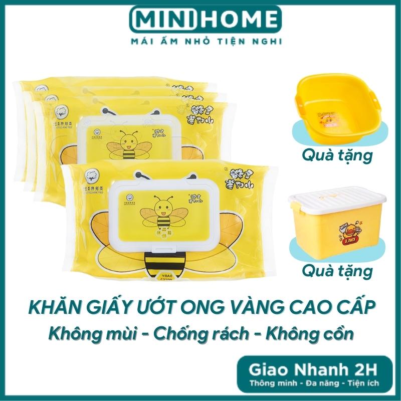 Khăn Giấy Ướt ONG VÀNG Tặng Hộp Đựng Bằng Nhựa Cao Cấp