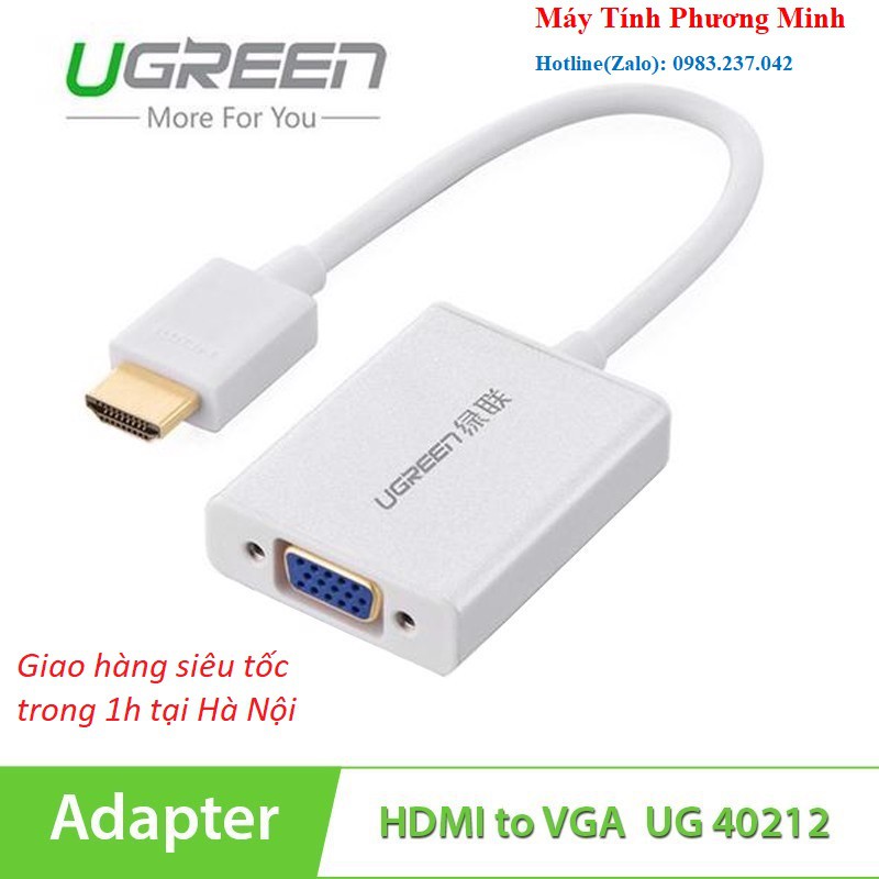 Bộ chuyển tín hiệu HDMI sang VGA có âm thanh dài 15CM UGREEN MM102 40212 - Hàng chính hãng