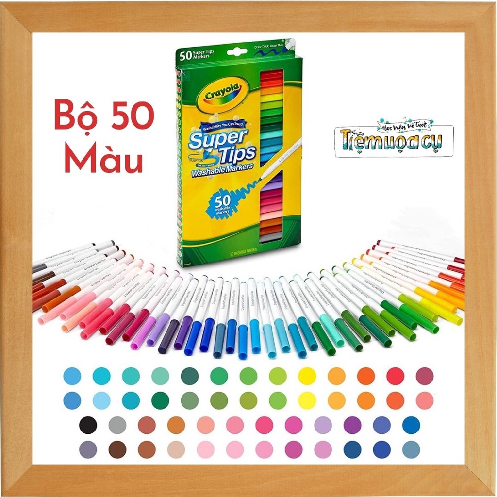 Bộ 50 Cây Bút Lông Màu Crayola Supertips Viết Nét Thanh Nét Đậm