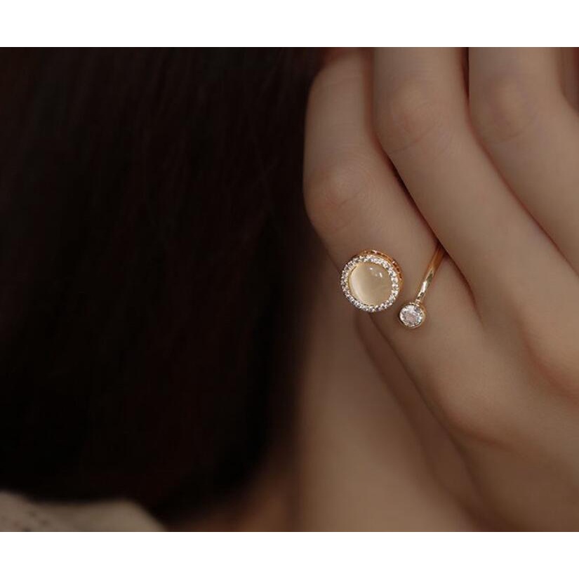 Nhẫn Hở Đính Đá Opal Chuyển Đổi Sang Trọng Cá Tính Hợp Thời Trang Cho Nữ