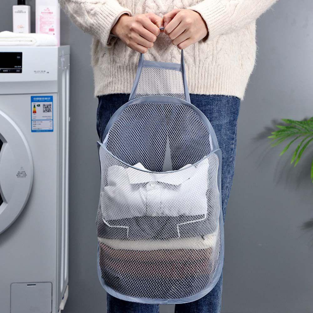 Giỏ Lưới Đựng Đồ Giặt / Đồ Dùng Treo Tường Có Thể Gấp Gọn Tiện Dụng Cho Nhà Tắm