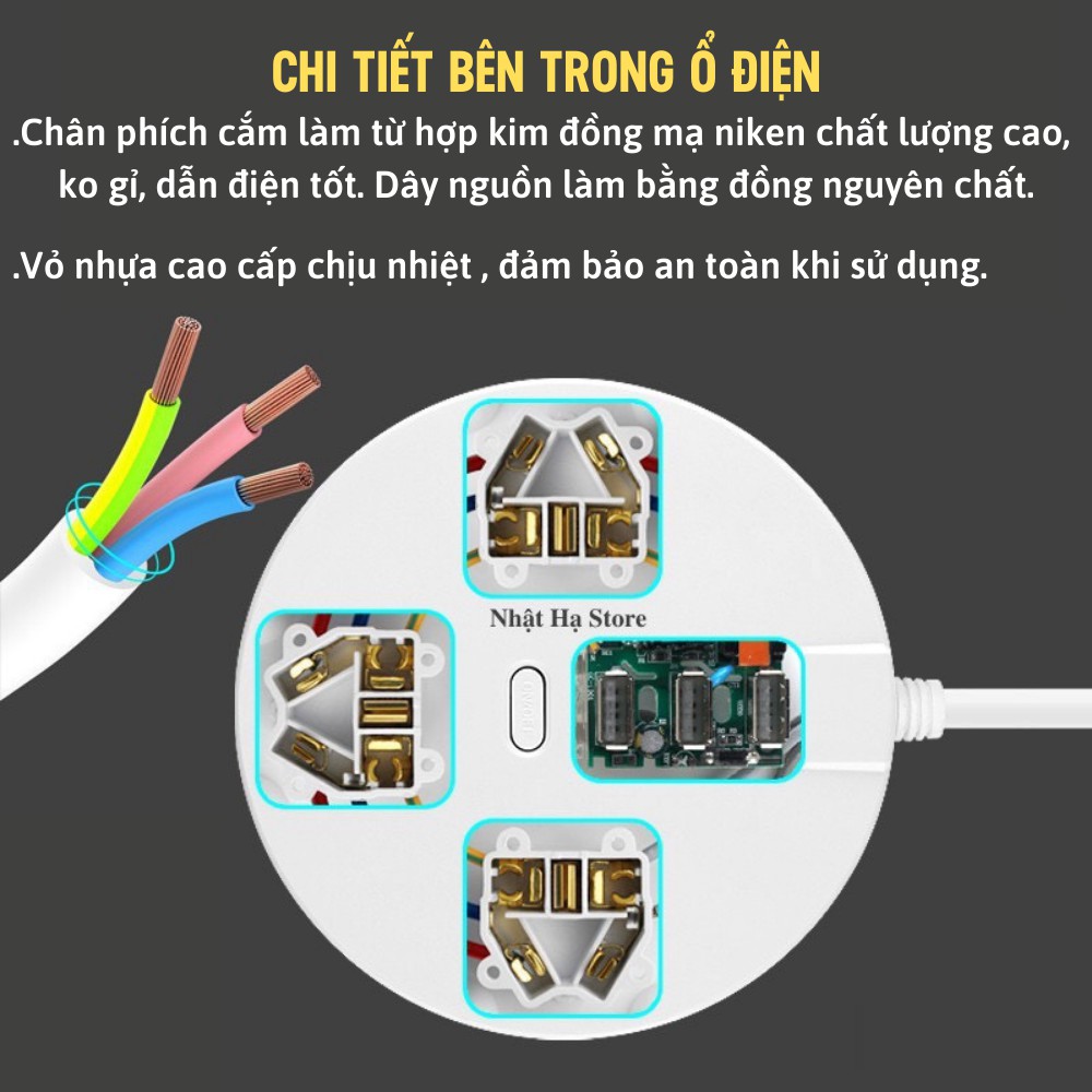 Ổ Cắm Điện, Ổ Cắm Đa Năng Thông Minh Dây Dài Chống Giật An Toàn Khi Sử Dụng TIME HOME