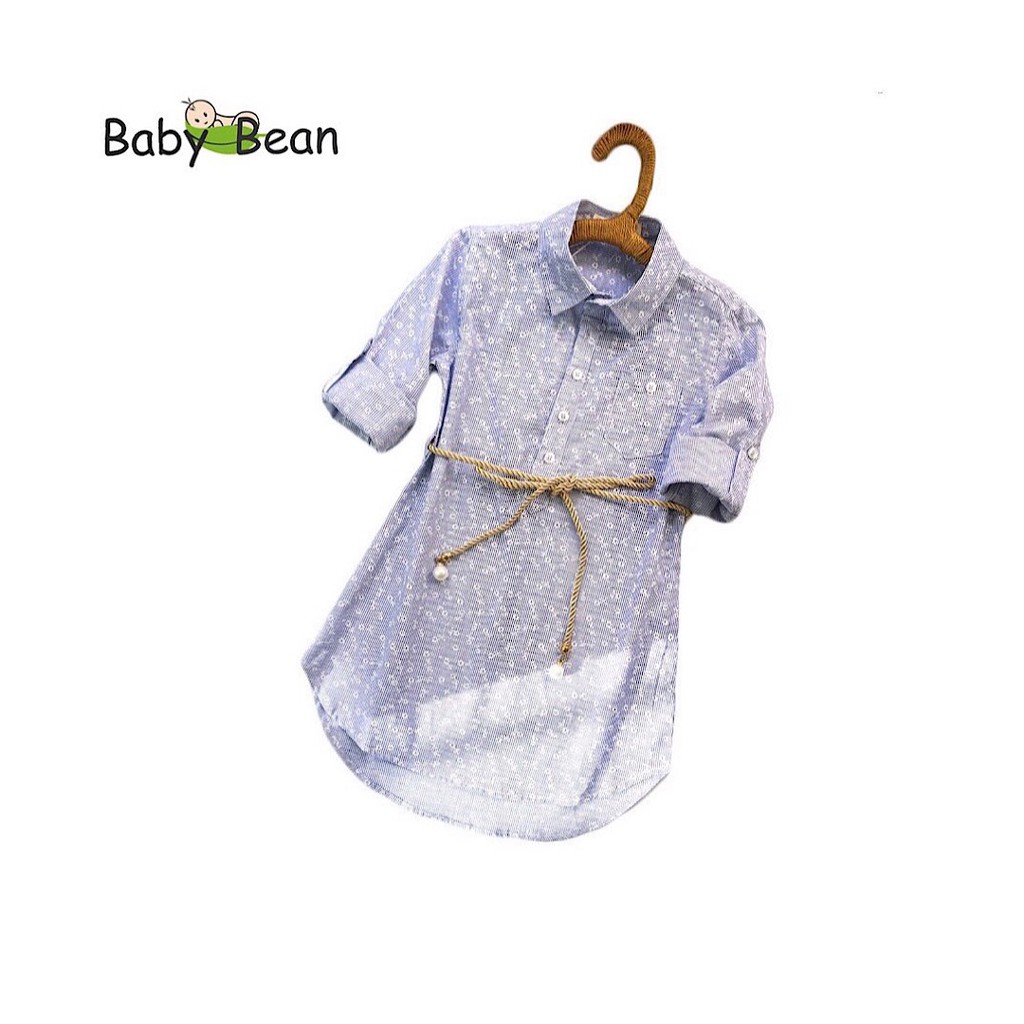 [MÃ THƯƠNG HIỆU UY TÍN Voucher giảm 10%] Đầm Sơmi Cotton kèm Thắt Lưng OBI Bé Gái BabyBean (29-46kg)