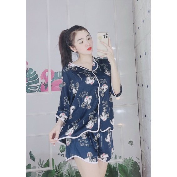 [FREESIZE DƯỚI 65KG] Pajama đùi lụa latin, pijama mặc nhà vải siêu mát siêu mịn