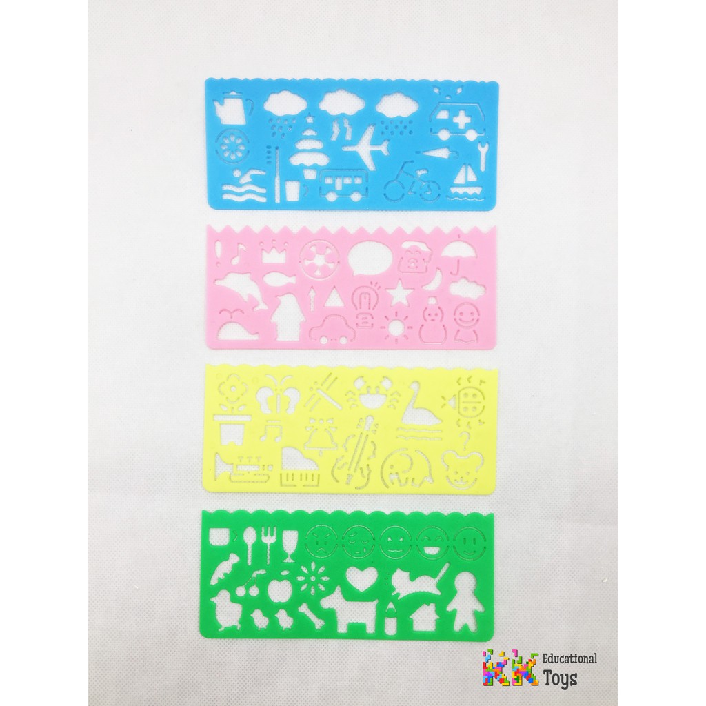 Quà tặng/Đồ dùng học sinh: Thước kẻ đa năng có khuôn hình cho bé tập vẽ - KKStore