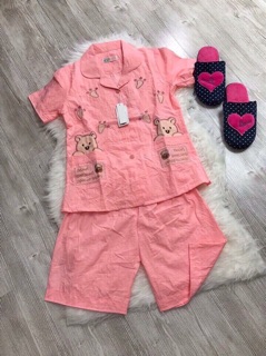 Bộ pijama thêu gấu, hàng nhập