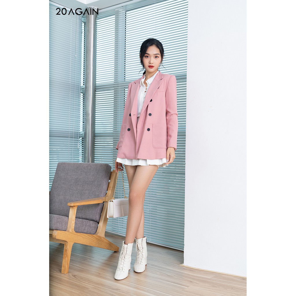 [Mã FAMALLT5 giảm 15% đơn 150k] Áo vest ngắn trên cạp hai hàng cúc 20AGAIN VDA1055 | BigBuy360 - bigbuy360.vn