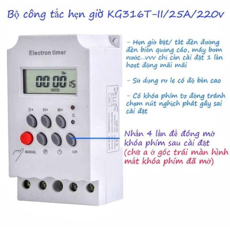 BỘ HẸN GIỜ BẬT TẮT ĐÓNG MỞ CÁC THIẾT BỊ ĐIỆN THÔNG MINH TỚI 25A LOẠI TỐT NHẤT