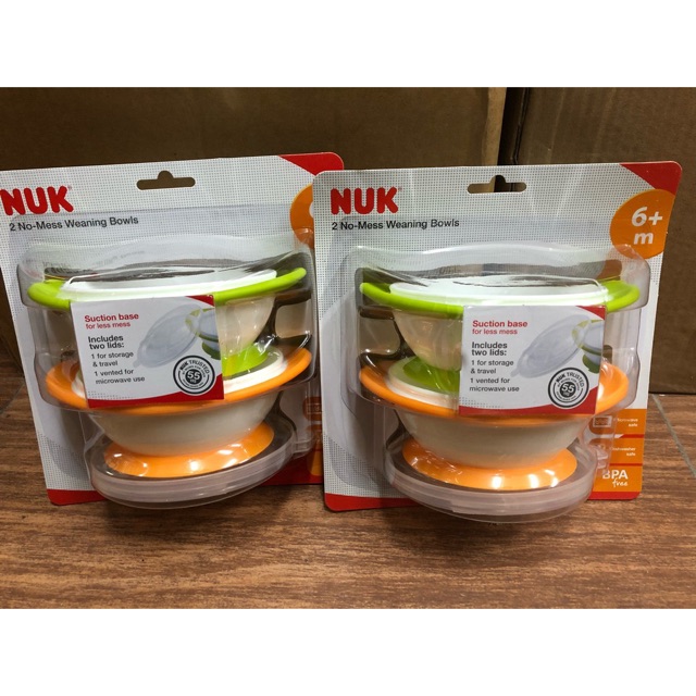 Bộ 2 bát ăn chống đổ có nắp Nuk NU78807