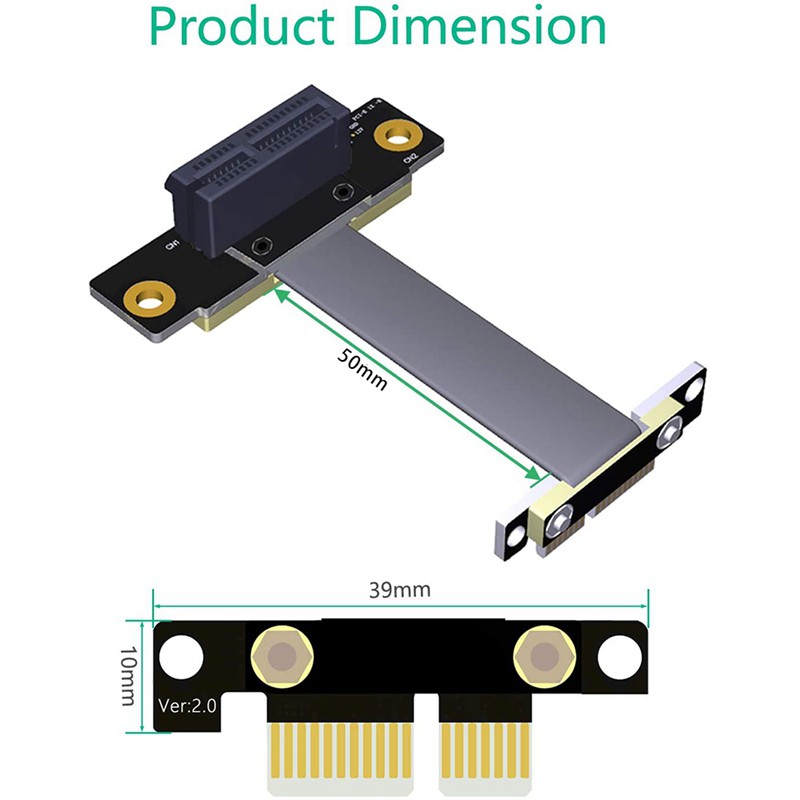 PCIE X1 Riser Cable Dual 90 Degree Right Angle PCIe 3.0 X1 to X1 Extension Cable 8Gbps PCI Express 1X Riser Card - 5CM