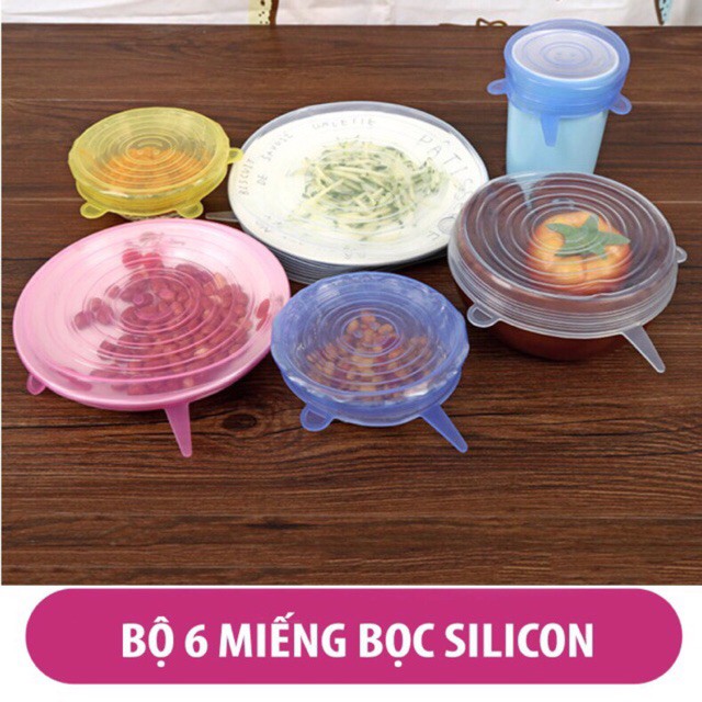 Bộ 6 miếng màng bọc thực phẩm silicon co giãn