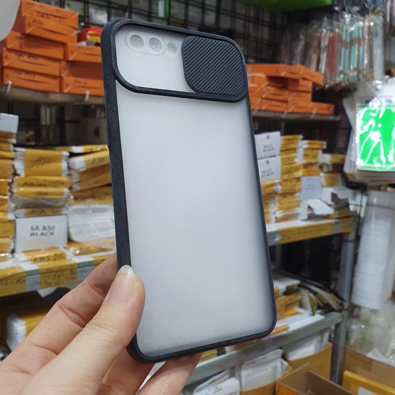 Ốp Oppo A3S viền dẻo màu lưng mờ hạn chế vân tay,nắp trượt bảo vệ camera.