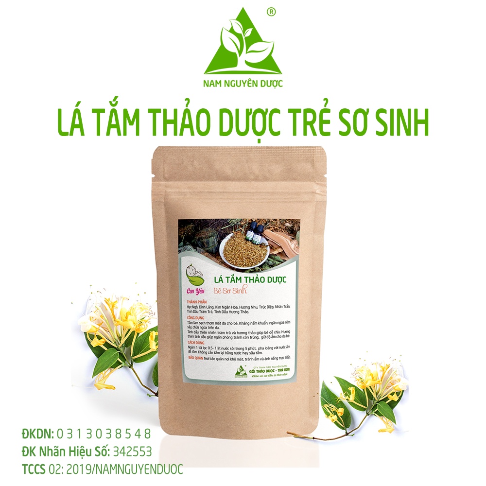 Lá tắm thảo dược trẻ sơ sinh, Da sạch mát, không lo rôm sảy