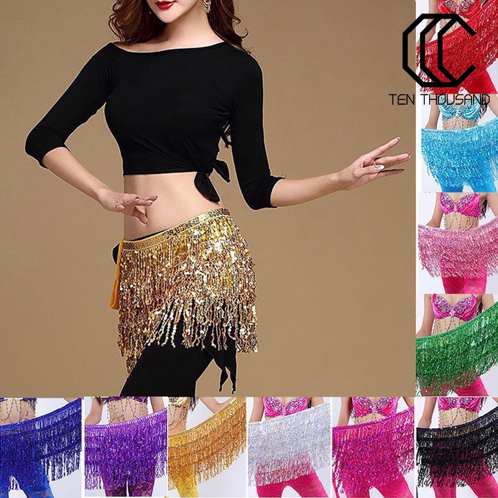 ✧Khăn Choàng Hông Múa Bụng Đính Kim Sa Lấp Lánh