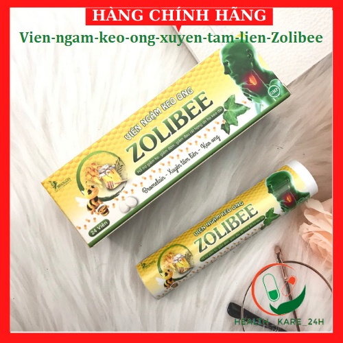 Viên ngậm keo ong xuyên tâm liên ZOLIBEE Tuýp 24 viên , Giảm ho giảm đau rát họng giảm đờm ngứa họng và ho lâu ngày
