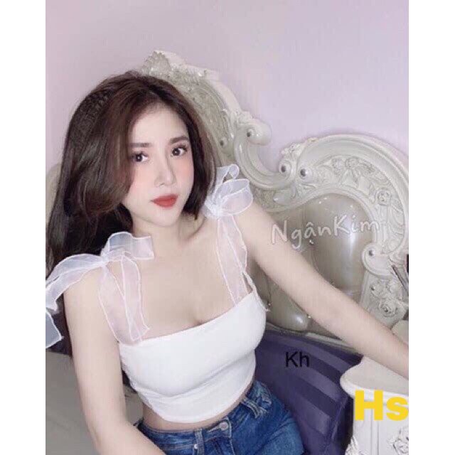 Áo Croptop Quây Dây Dáng Ôm Von Vai Unisex - Có Ảnh Thật Tự Chụp + Đánh Giá X.Store