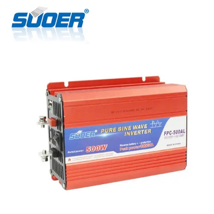 Bộ chuyển đổi điện sin chuẩn 500w 12v chống ngược cực ắc quy hãng Suoer