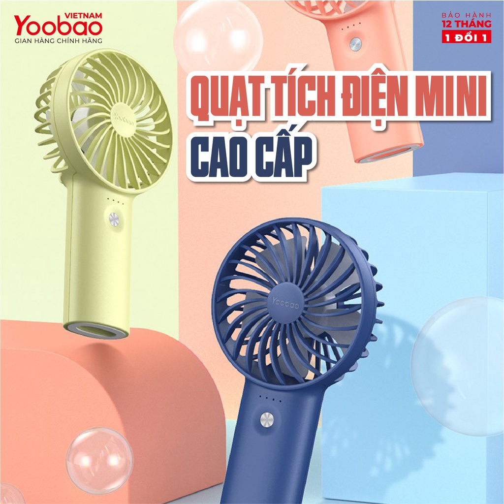 Quạt sạc tích điện mini cầm tay có thể đặt bàn YOOBAO F3 6000/3000mAh - Có thể chạy 32 giờ liên tục - Hàng Chính Hãng