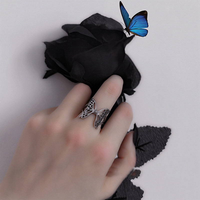 Tmdbyx Nhẫn đeo tay kim loại hình bướm màu sắc vintage cho nữ