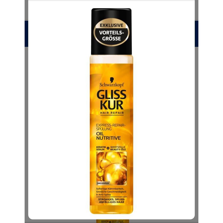 Xịt dưỡng tóc 8 loại tinh dầu Gliss Kur Oil Nutritive