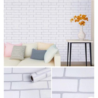 Combo 10m decal giấy dán tường mẫu gạch trắmg khổ 45cm