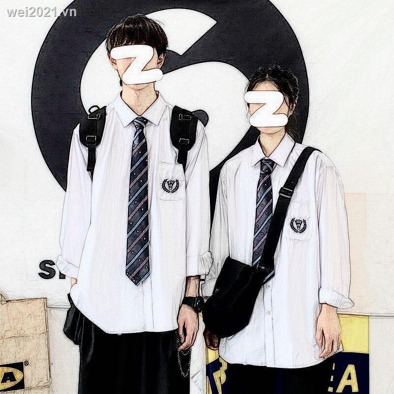 Áo sơ mi tay dài kèm cà vạt thời trang phong cách Hàn Quốc cho nam/ nữ
