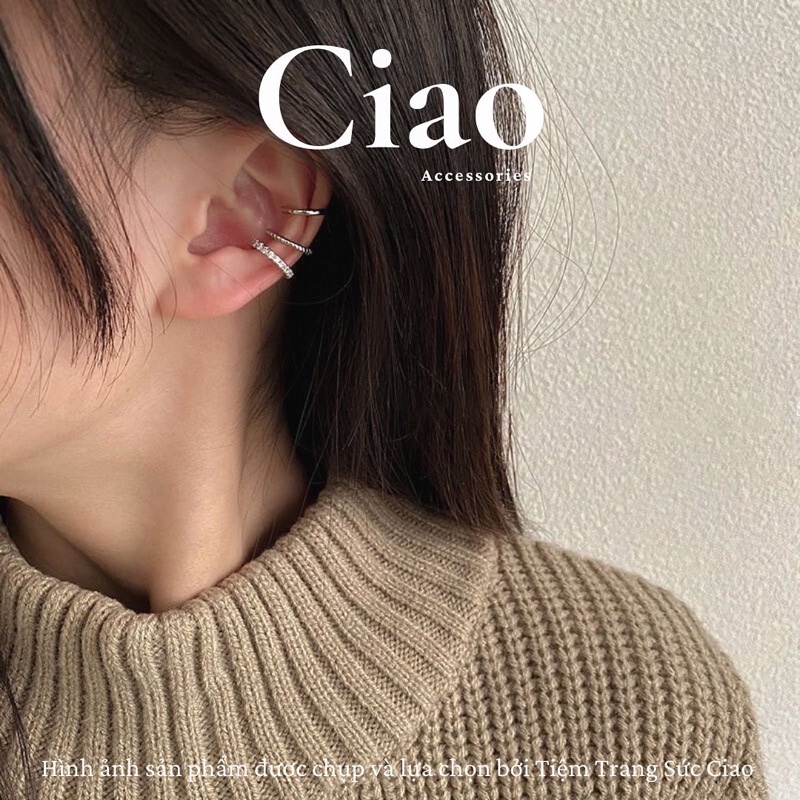 [BEST SELLER] Set 3 khuyên kẹp vành/ kẹp vành tai mạ bạc trendy mã 13 Ciao accessories