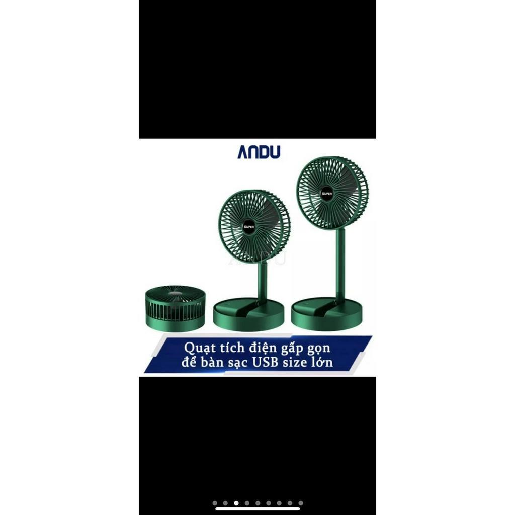 Quạt Tích Điện Cầm Tay Mini Để Bàn Gấp Tròn Siêu Gọn 3 Chế Độ Gió Pin Chạy 6-8 Giờ