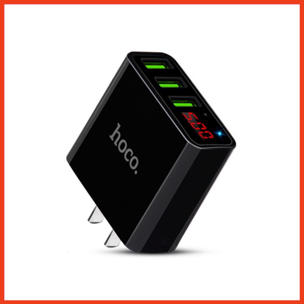 Củ Sạc Nhanh 3 Cổng USB, Màn Hình LED Chính Hãng HOCO C15.Củ Sạc Hoco C15
