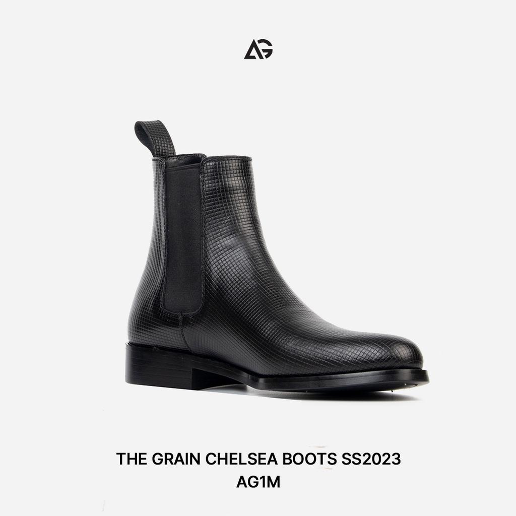 Giày Chelsea boots nam da vân giày da cao cấp da bò nhập khẩu handmade August shoes AG1M chính hãng bảo hành 12 tháng