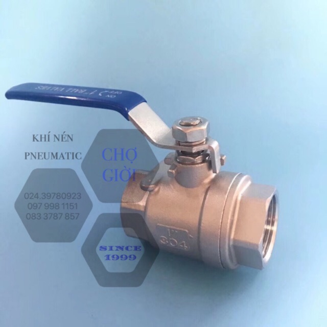 Van khoá bi cần gạt ren trong inox/ đồng MIHA chính hãng chịu áp cao, gạt khoá khí/nước/gas siêu bền