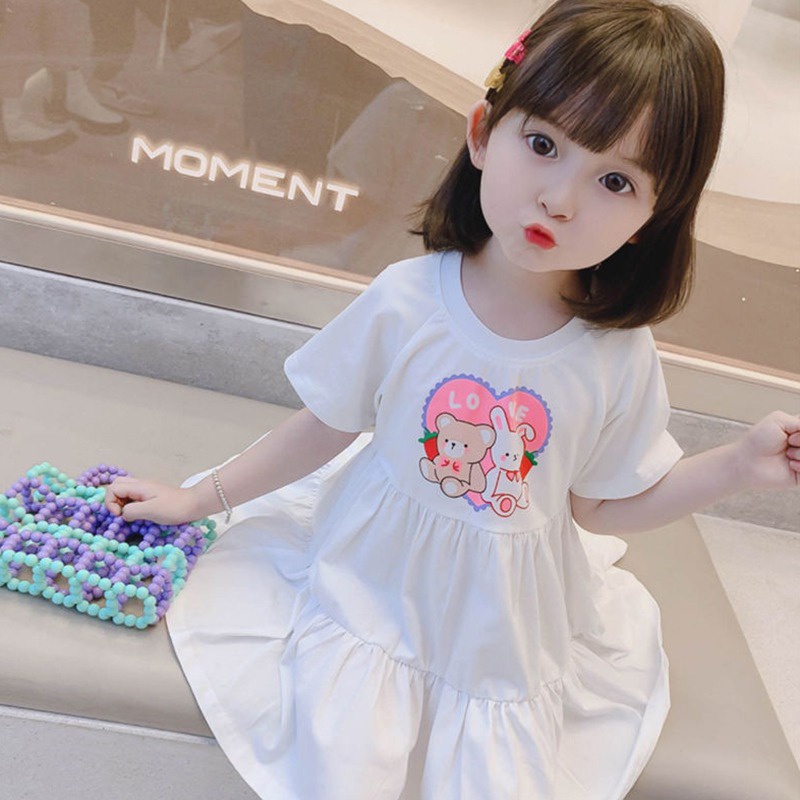 Đầm Thun Cotton Mùa Hè Phong Cách Mới Cho Bé Gái