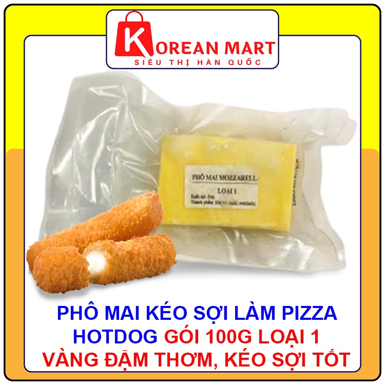 Phô mai kéo sợi Mozzarella Đức gói 100g dùng làm hotdog, Pizza...