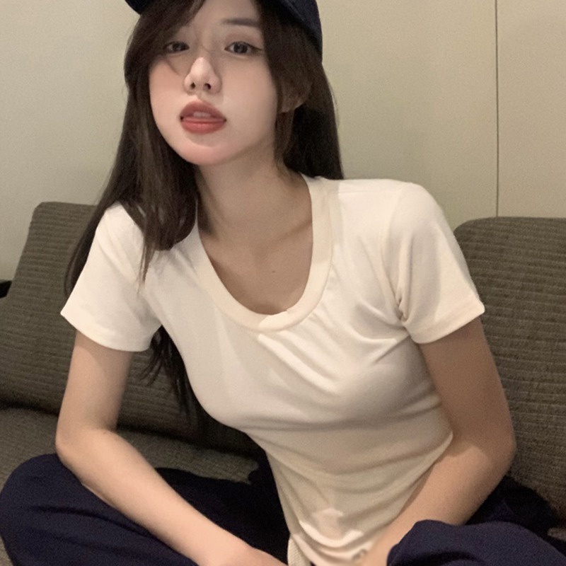 Áo Thun Ngắn Tay Phong Cách Hàn Quốc Quyến Rũ Dành Cho Nữ