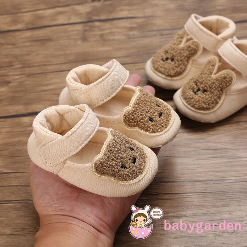 Giày Chống Trượt Thoáng Khí In Hình Thỏ/Gấu Hoạt Hình Cho Bé 0-12 Tháng Tuổi