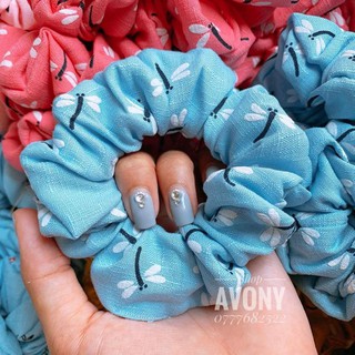 cột tóc vải Scrunchies linen chuồn chuồn