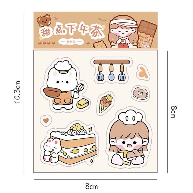 Set 20 tấm 100 miếng sticker hoạ tiết hoạt hình dễ thương, trang trí sổ tay, ốp điện thoại, bình nước Tiệm Ốc Sột