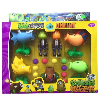 Đồ chơi Zombie và plant bằng cao su BỘ ĐỒ CHƠI HOA QUẢ NỔI GIẬN