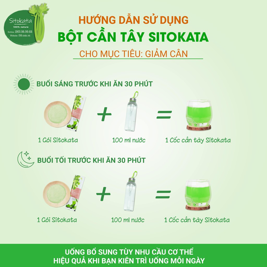 Bột cần tây Sitokata hỗ trợ giảm cân, giữ dáng (tặng kèm cẩm nang và bình nước)