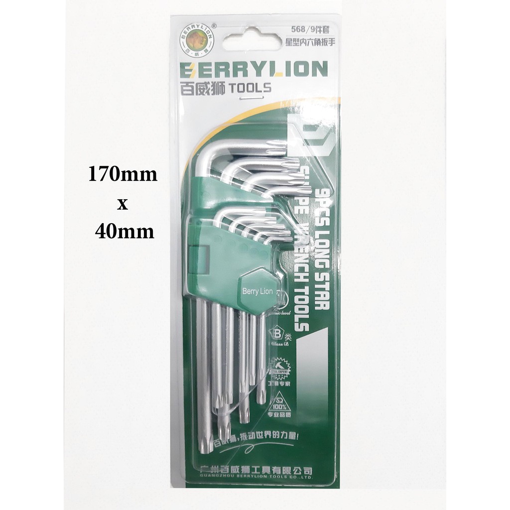 Khoá lục giác bi dài 9 size , bộ khóa lục giác 9 cây Berrylion Cao cấp - Huy Tưởng