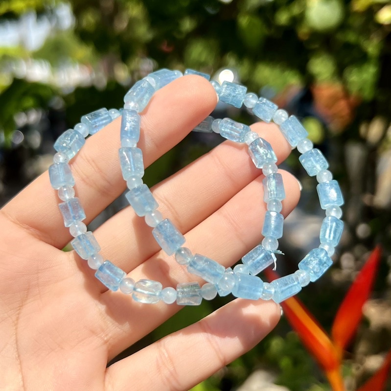 Vòng tay lu thống aquamarine