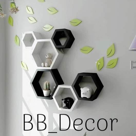 Kệ gỗ Lục Giác kệ tổ ong treo tường giá gỗ trang trí tường nhà chất liệu MDF hiện đại cao cấp