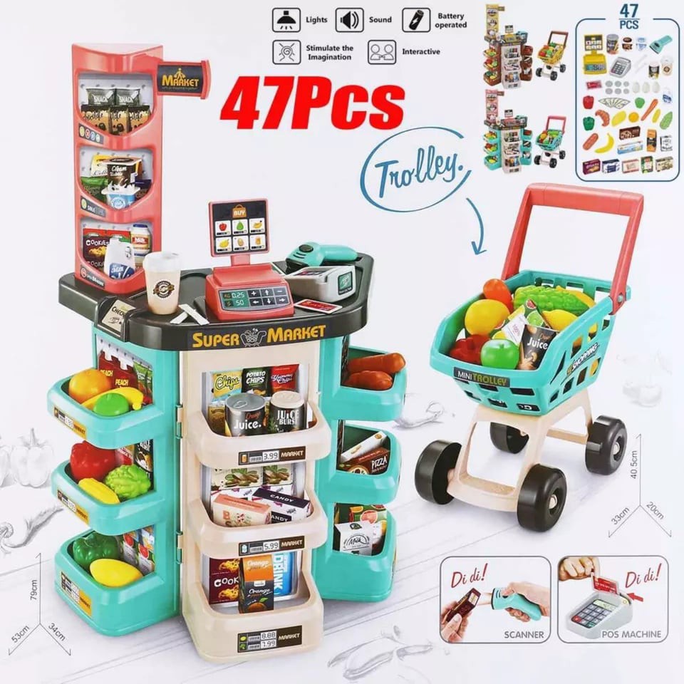 Bộ đồ chơi siêu thị cỡ lớn cao cấp Bộ Đồ chơi bán hàng siêu to 47pcs Super market