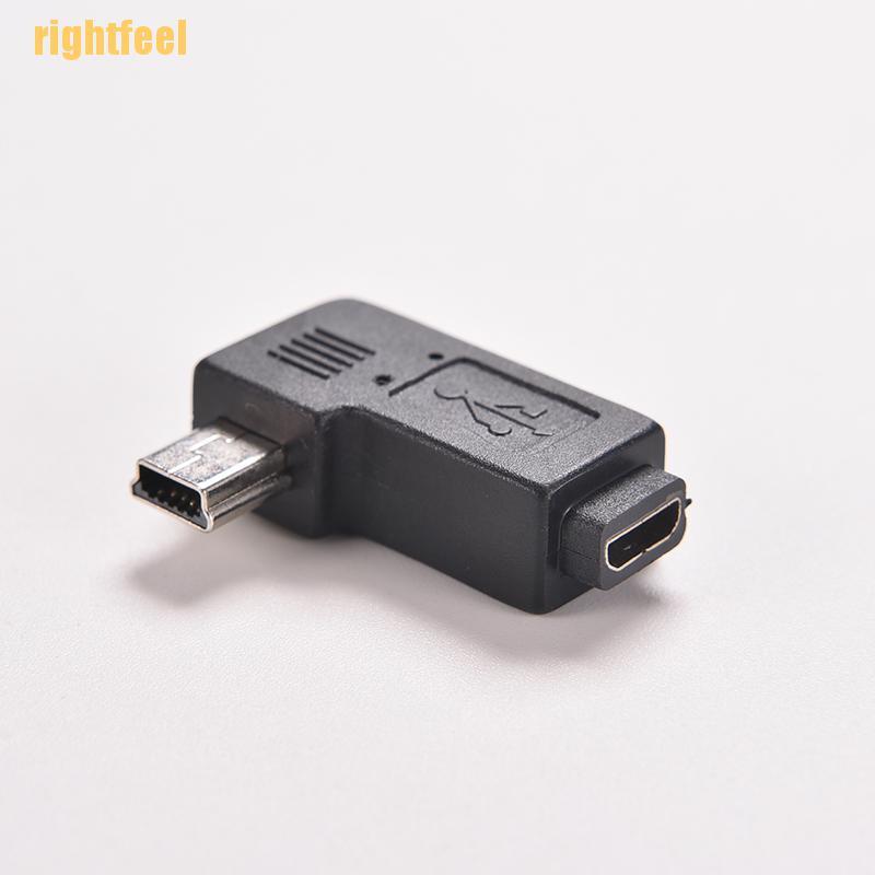 rightfeel USB Micro 5Pin Female to Mini 5Pin Male 90 Degree Angle Adapter Converter