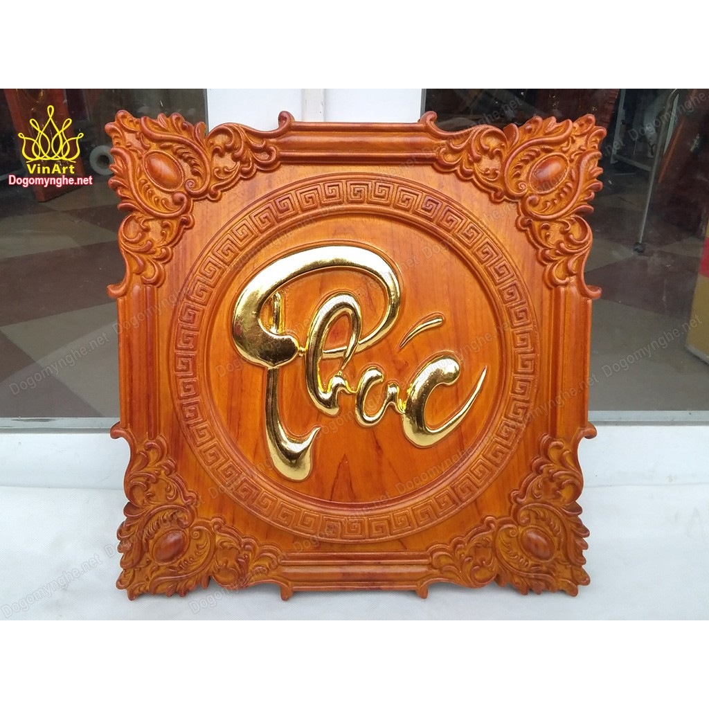 Tranh Gỗ Chữ Phúc vuông 42cm
