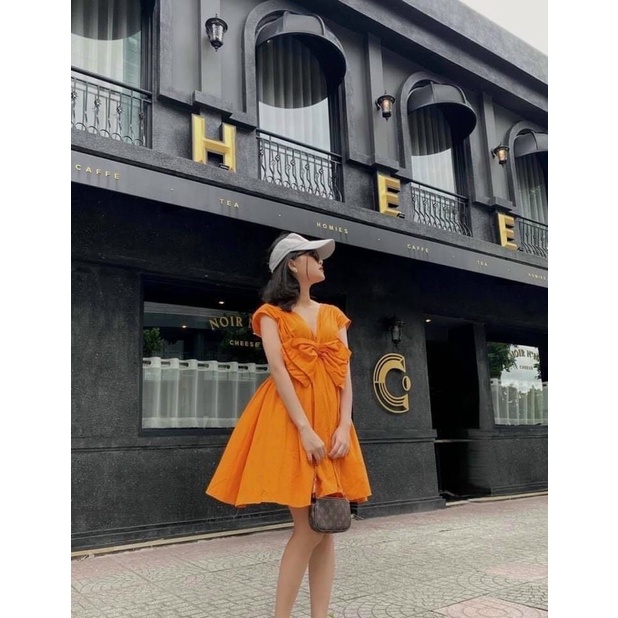 Đầm nữ, đầm 3 màu nơ to sau siêu xinh