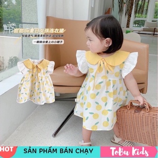 Váy Hoạ Tiết Quả Cam Thắt Nơ Cho Bé Gái Siêu Xinh TB5