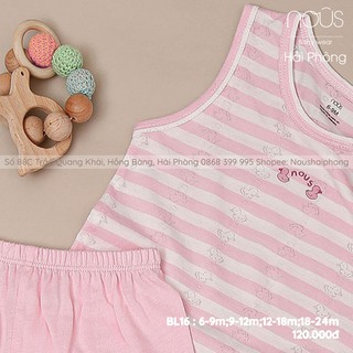 Nous Bộ Ba Lỗ Kẻ Hồng Trắng (Size Từ 6-9 Tháng Đến 18-24 Tháng)