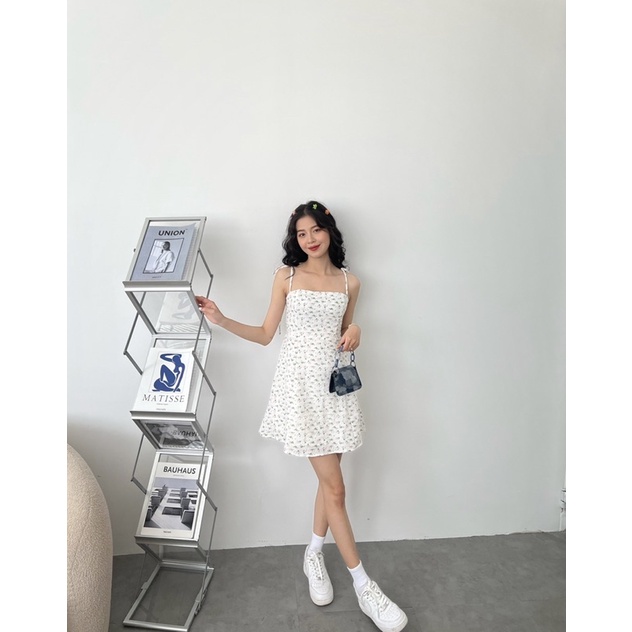Đầm hai dây nữ hoạ tiết hoa nhí summer