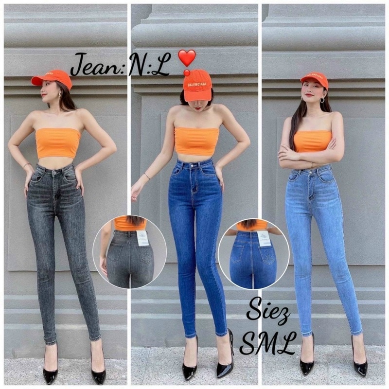 Quần Jean Dài Lưng Siêu Cao Rách Gối 2 màu
